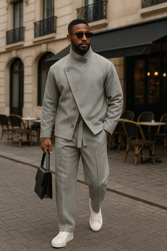 Urban Asymmetric Front Jacket Pant Set olympus